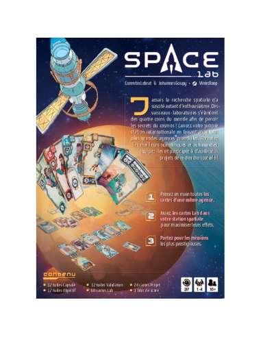 Space Lab - Jeu de société - Visuel dos de la boite de jeu
