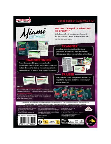 Medical mysteries Miami - Jeu de société - Visuel dos de la boite de jeu