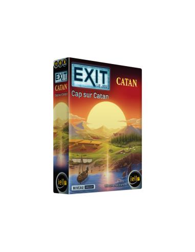 Exit Catan - visuel de la boite avant jeu soleil logo