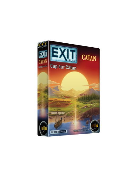 Exit Catan - visuel de la boite avant jeu soleil logo
