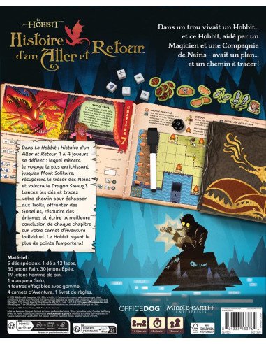 Le hobbit - histoire d'un aller et retour - jeu de société - visuel dos boite de jeu