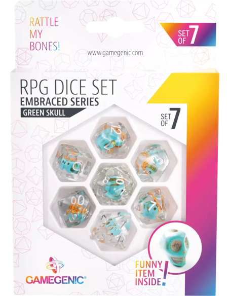 Embraced Series - Green Skull - Set de 7 Dés JDR