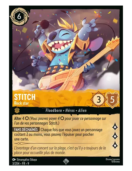 S9 - 003/204 : Stitch - Rock star | Cartes à l'unité Lorcana