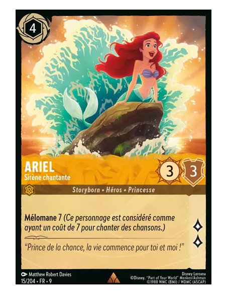 S9 - 015/204 : Ariel - Sirène chantante | Cartes à l'unité Lorcana