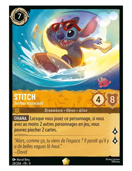S9 - 024/204 : Stitch - Surfeur insouciant | Cartes à l'unité Lorcana