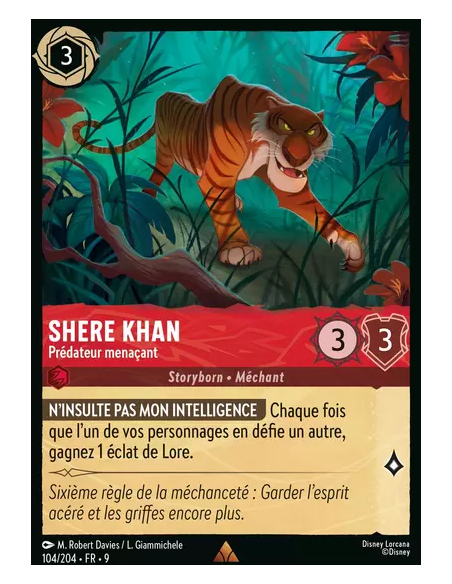 S9 - 104/204 : Shere Khan - Prédateur menaçant | Cartes à l'unité Lorcana