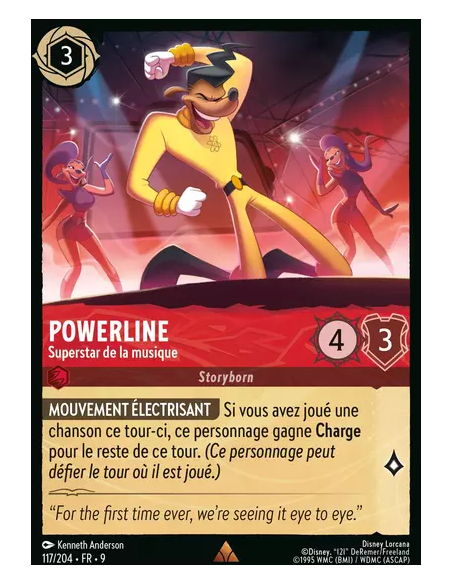 S9 - 117/204 : Powerline - Superstar de la musique | Cartes à l'unité Lorcana