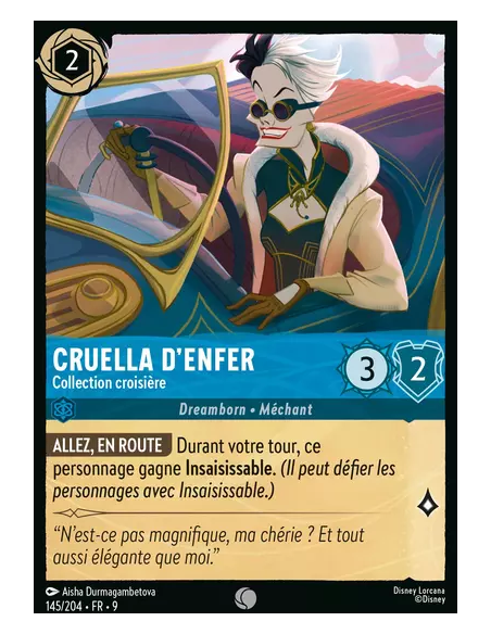 S9 - 145/204 : Cruella d'Enfer - Collection croisière | Cartes à l'unité Lorcana