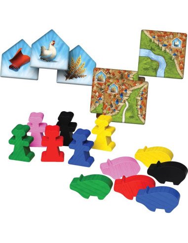 Carcassonne : Marchands et Bâtisseurs - extention - Jeux de société - Jeux Familiaux - contenu