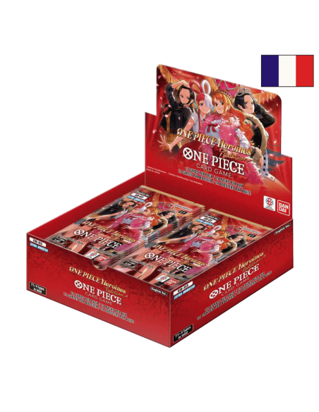 Image d'une display One Piece EB03 ouverte, avec un drapeau français en haut à droite