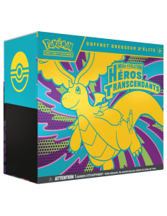 Image de l'ETB Pokémon Héros Transcendant - Un Méga Dracolosse jaune illustre cette ETB