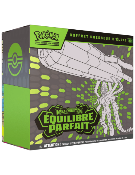 Image de l'ETB ME03 fermée. L'ETB est verte et grive avec une illustration de Méga Zygarde