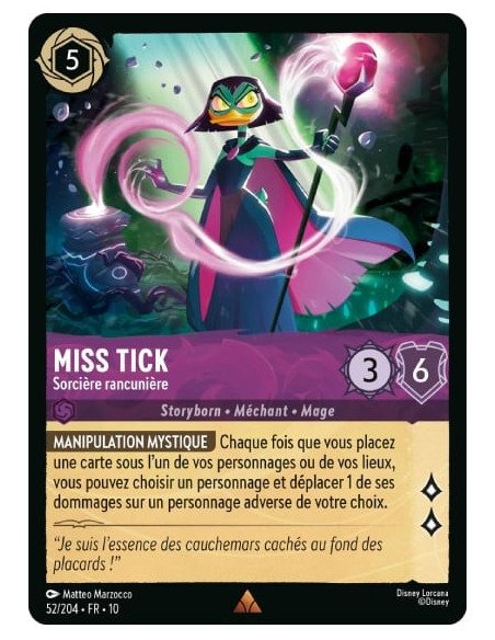 S10 - 052/204 : Miss Tick - Sorcière rancunière | Cartes à l'unité Lorcana