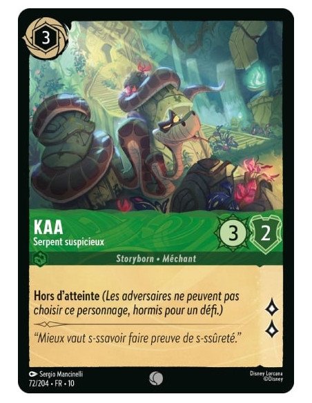S10 - 072/204 : Kaa - Serpent suspicieux | Cartes à l'unité Lorcana
