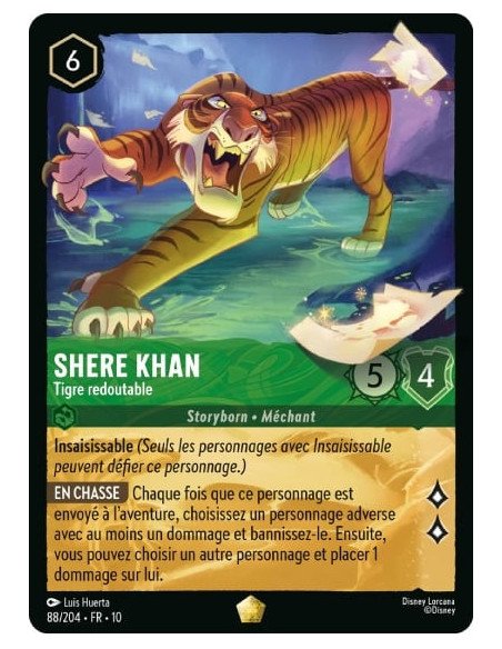 S10 - 088/204 : Shere Khan - Tigre redoutable | Cartes à l'unité Lorcana