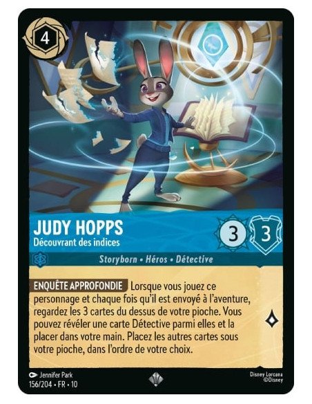 S10 - 156/204 : Judy Hopps - Découvrant des indices | Cartes à l'unité Lorcana