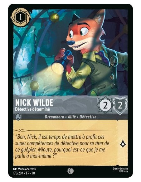 S10 - 178/204 : Nick Wilde - Détective déterminé | Cartes à l'unité Lorcana