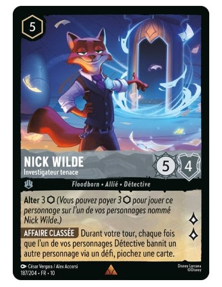 S10 - 187/204 : Nick Wilde - Investigateur tenace | Cartes à l'unité Lorcana