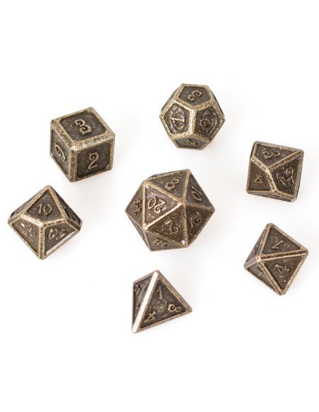 Lot 7 dés métal 16mm (boite métal) - Devil Eye Gold