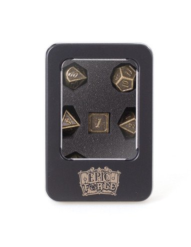 Lot 7 dés métal 16mm (boite métal) - Devil Eye Gold