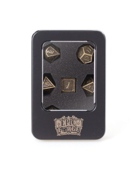 Lot 7 dés métal 16mm (boite métal) - Devil Eye Gold