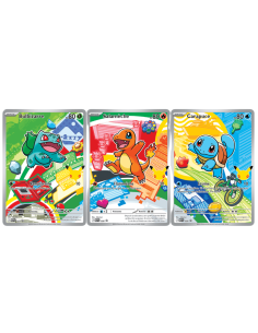 Visuel du coffert Pokémon premier partenaire. On y voit un booster ME01, un ME02 et le booster promo 2