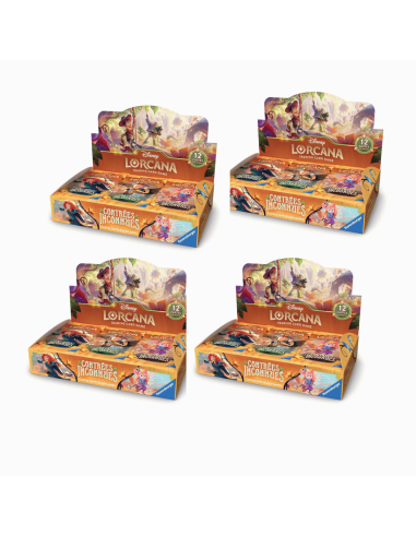 Image représentant quatre displays Lorcana ouvertes