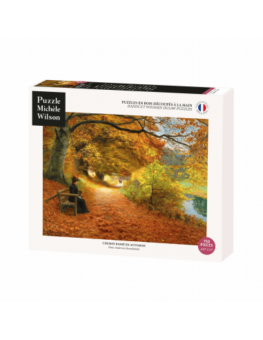 Chemin boisé en automne - Puzzle en...