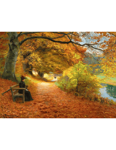 Chemin boisé en automne - Puzzle en...