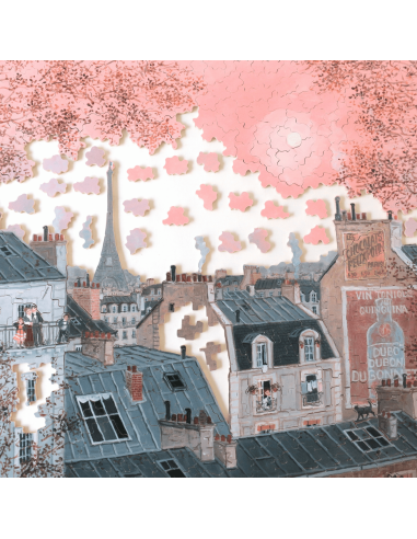 Ciel rose en hiver - Puzzle en bois -...