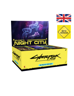 Image d'une display Beta Cyberpunk Ouverte avec le logo Beta Version et un drapeau anglais