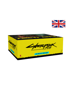 Image d'une display ouverte 24 Boosters Welcome To Night City avec un drapeau Anglais 2