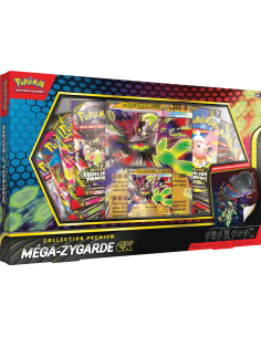 Visuel du coffret Mega Zygarde, on y voit les 8 booster et la carte Lenticullaire Zygarde