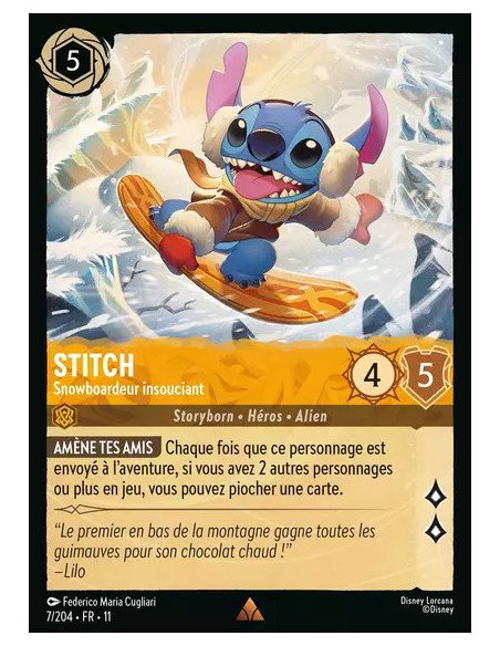 S11 - 007/204 : Stitch - Snowboardeur insouciant | Cartes à l'unité Lorcana