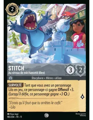 S11 - 185/204 : Stitch - Au niveau de méchanceté élevé | Cartes à l'unité Lorcana