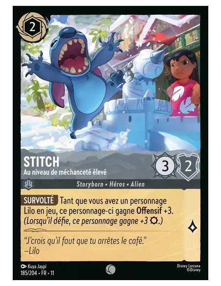 S11 - 185/204 : Stitch - Au niveau de méchanceté élevé | Cartes à l'unité Lorcana