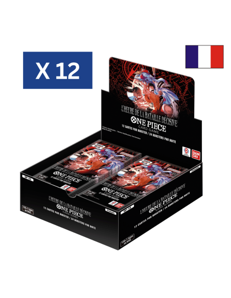 Image d'une dislay One Piece OP16 ouvertes avec un drapeau Français et le texte X12