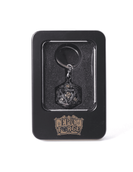 Porte clé D20 Noir doré - Accessoire de jeu