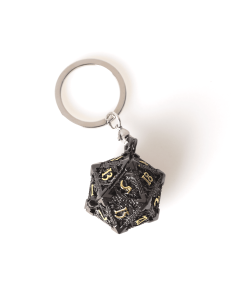 Porte clé D20 Noir doré - Accessoire de jeu 2