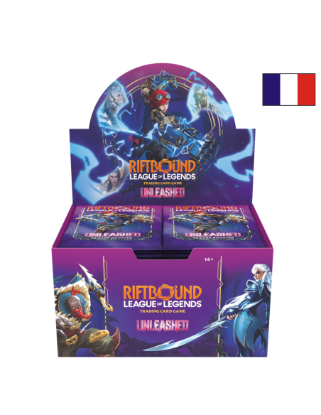 Image d'une display riftbound déchaînement avec un drapeau français
