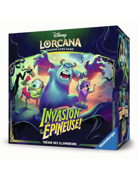 Image du Trove Pack Lorcana Invasion Epineuse, avec les personnages de Monstres et Compagnie