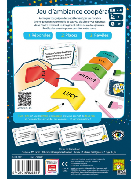Fun Facts - Jeux d'ambiance - Jeux pour l'Apéro - dos de la boîte