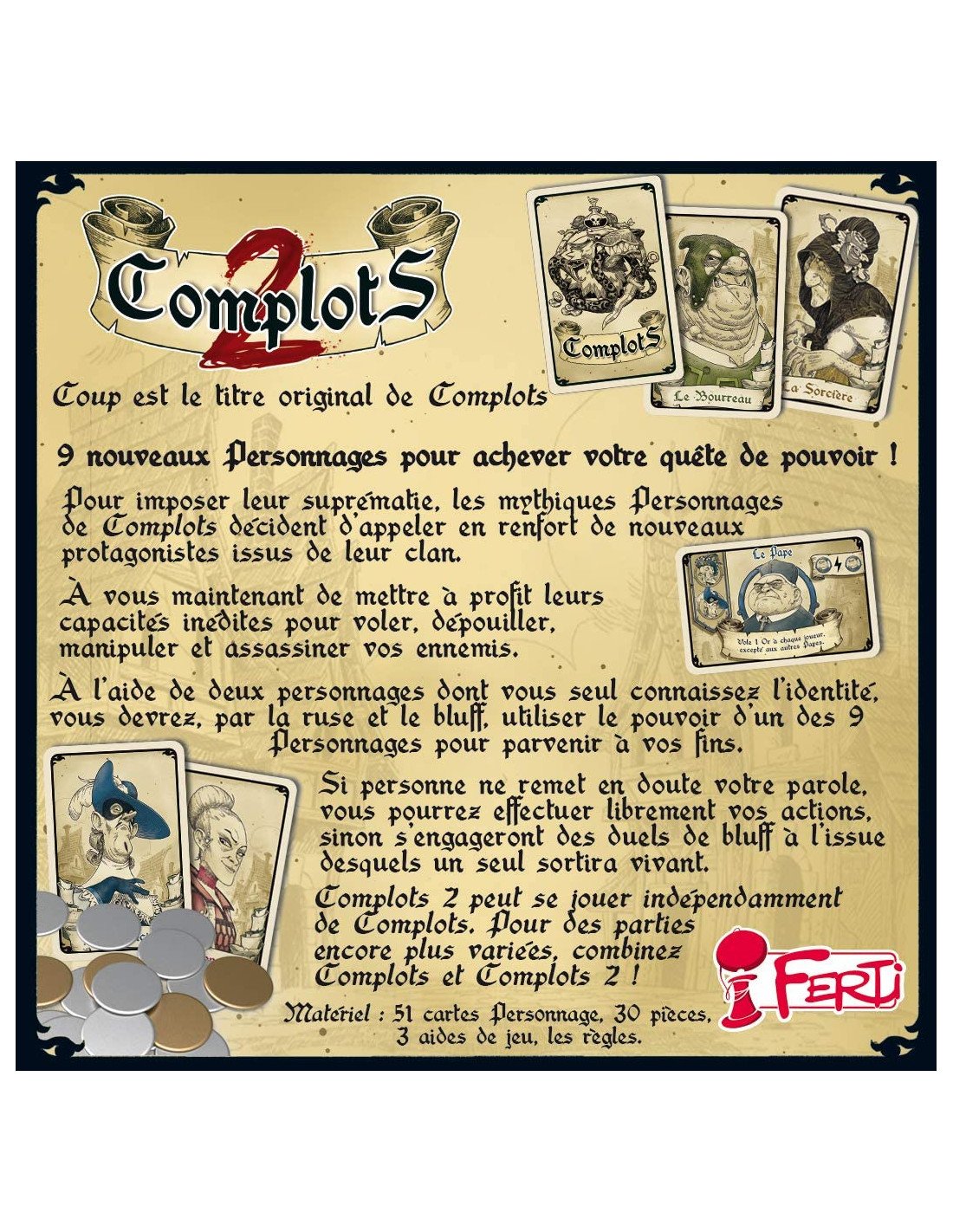 Lot de 2 Jeux de société - Complots + Complots 2 - Bluff et