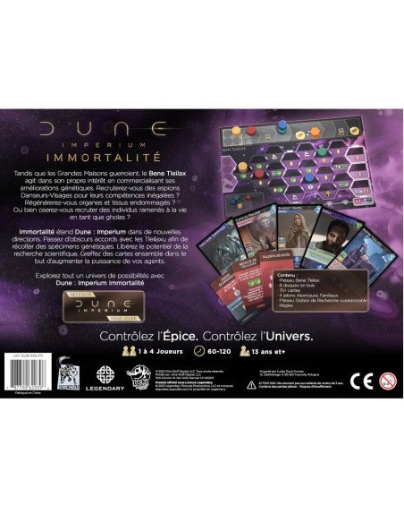 Dune Imperium : Immortalité extention - Jeux de société - Jeux Experts - dos de la boîte Dune Imperium : Immortalité extention - Jeux de société - Jeux Experts - dos de la boîte