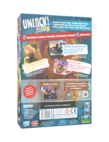 Unlock! Kids : Une Histoire de Détective - Jeux enfants - énigmes - enquêtes - dos de la boîte Unlock! Kids : Une Histoire de Détective - Jeux enfants - énigmes - enquêtes - dos de la boîte