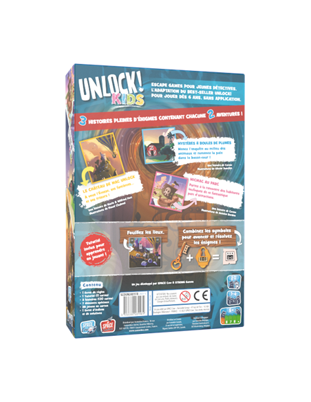Unlock! Kids : Une Histoire de Détective - Jeux enfants - énigmes - enquêtes - dos de la boîte Unlock! Kids : Une Histoire de Détective - Jeux enfants - énigmes - enquêtes - dos de la boîte