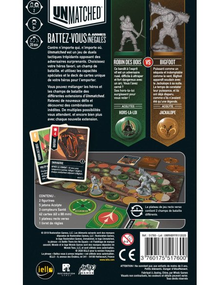 Unmatched : Robin des Bois vs. Bigfoot - Jeux de société - Jeux Initiés - dos de la boîte