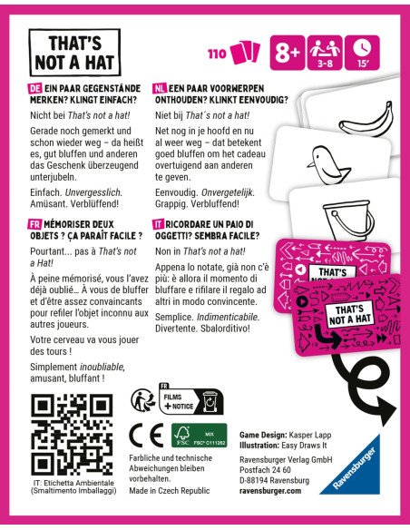 That's Not a Hat - Jeux de société - Jeux Familiaux - dos de la boîte