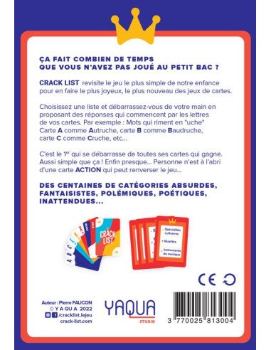 Crack List - Jeux d'ambiance - Jeux de Quizz - dos de la boîte