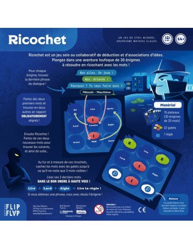 Ricochet 2 : Le Profil de l'Homme Sans Visage - Jeux de société - Jeux Coopératifs - dos de la boîte